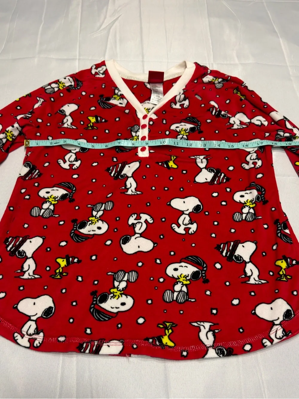 Peanuts Snoopy Women’s Pajama Set M Red Winter Fleece 2 Piece Woodstock